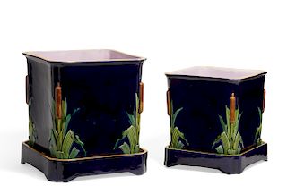 Mintons majolica jardinieres and stands