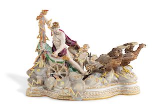 A Meissen porcelain chariot group, late 19th century
