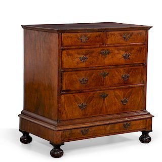 A William and Mary walnut chest on chest, 17th C