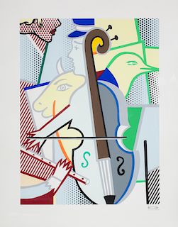 Roy Lichtenstein, screenprint,Cubist Cello, 1997
