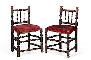 A pair of William and Mary turned oak chairs
