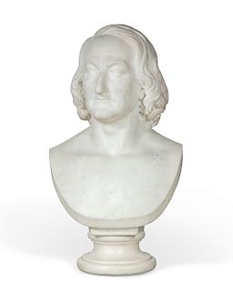 An English carved marble bust of a gentleman