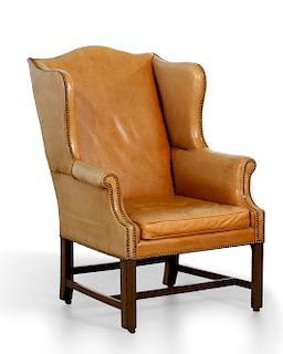 A George III mahogany wing armchair, 18th century