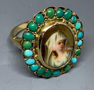 Victorian Antique Turquoise and Enamel Ring
