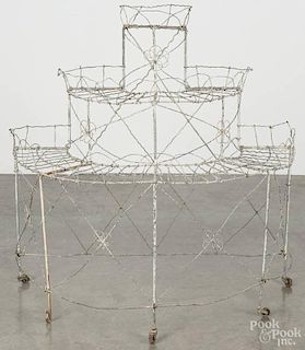 Victorian painted wire plant stand, 39 1/2'' h., 39'' w.