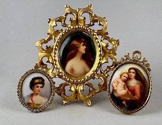 Three Hand Painted Porcelain Plaques