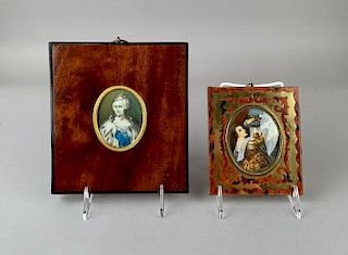 Two Miniatures with Boulle and Mahogany Frames