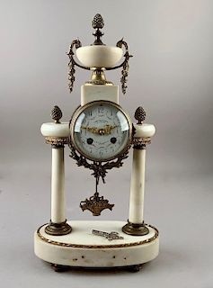 French Bronze and Marble Mantle Clock, J.Pratt,Paris