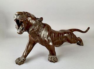Japanese Bronze Late Meiji Period Tiger