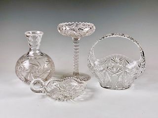 Four Pieces of American Brilliant Cut Glass