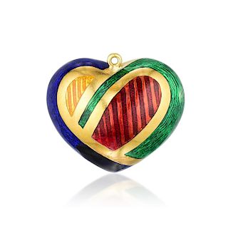 An Enamel Heart Pendant, Italian