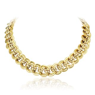 A Gold Wide Chain Necklace, Italian