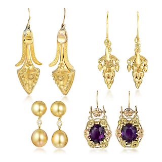 A Group of Antique and Antique Style Earrings