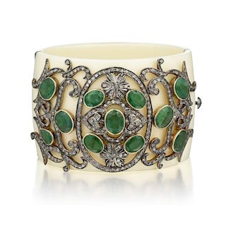 Vintage Emerald and Diamond Bangle