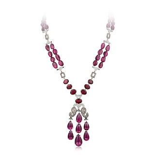 A Rubellite and Diamond Necklace