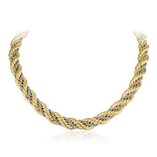 A Bi-Colored Gold Rope Twist Necklace, Italian