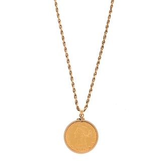 A $10 Gold Coin Pendant and 14K Chain