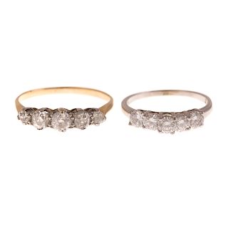 A Pair of Ladies Diamond Bands in Gold