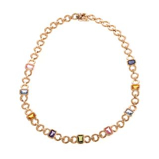 A Ladies Gemstone Necklace in 14K Gold