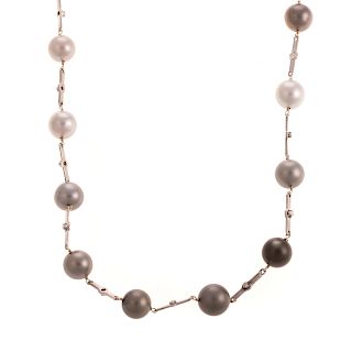 A Ladies Tahitian Pearl & Diamond Station Necklace