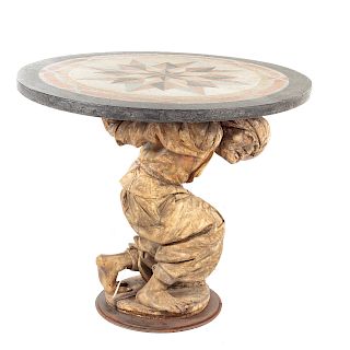 Blackamoor Figural and Terrazzo Topped Side Table