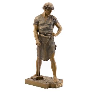 French School. Le Forgeron Spelter Figure