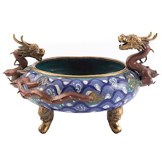 Chinese Cloisonne Enamel Footed Bowl