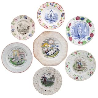 Seven Staffordshire Maxim & Childs Plates