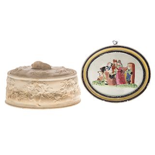 Cane Ware Game Dish & Pearlware Plaque