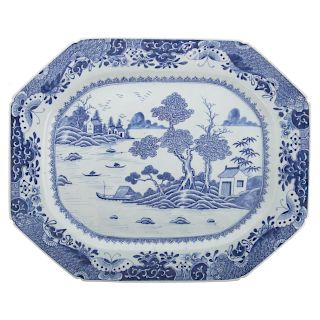 Chinese Export Blue/White Octagonal Platter