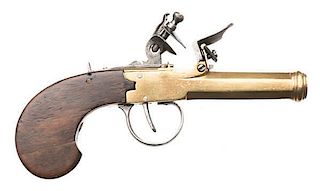 Brass Cannon-Barrel Flintlock Pocket Pistol 