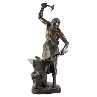 N Picciole. Blacksmith, Bronze Sculpture
