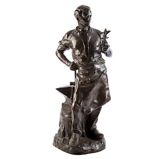Ernest Bastin. Blacksmith, Bronze Sculpture