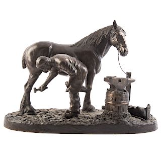 Genesis Bronze Clad Farrier & Horse Sculpture