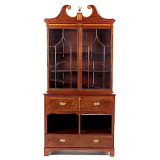 George III Style Mahogany Secretary Bookcase