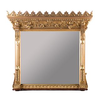 Rococo Revival Giltwood Overmantel Mirror