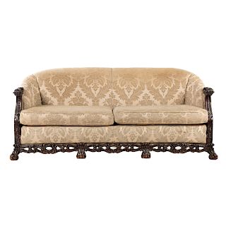 Renaissance Revival Mahogany & Upholstered Sofa