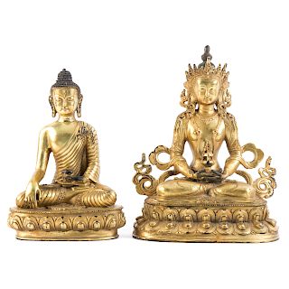 Two Chinese Gilt Bronze Buddha Figures