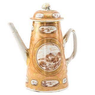 Chinese Export Porcelain Lighthouse Coffee Pot