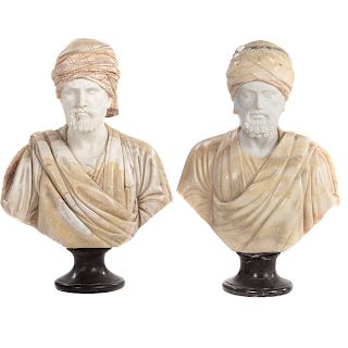 Pair Italian Marble Busts Of Sultans