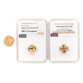 3 Gold Coins US $5, 1/10th Canada and Australia