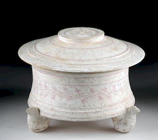 Canosan Ceramic Lidded Pyxis - White and Pink w/ TL