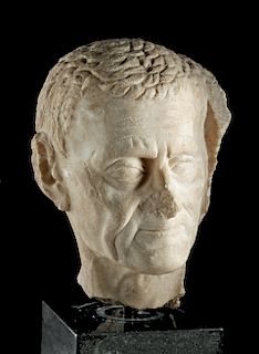 Roman Marble Head of an Elderly Male