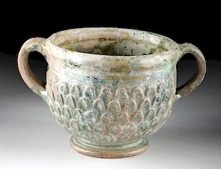 Wonderful Roman Lead-Glazed Ceramic Skyphos