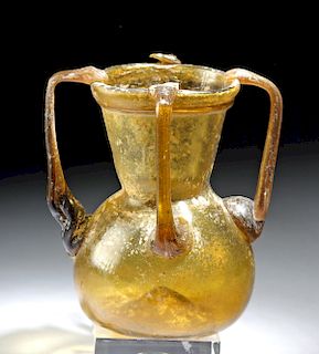 Fine Roman Glass Bottle w/ Four Handles