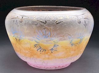 Daum Cameo and Enameled Thistle Bowl.