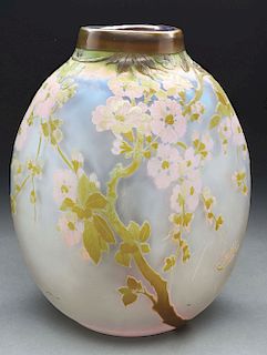 Large Galle Floral Cameo Vase.