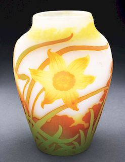 Galle Cameo Daffodil Vase.