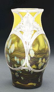 Loetz Cytisus Silver Overlay Vase. 
