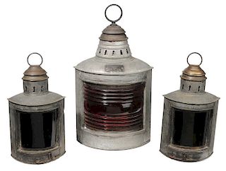 Three Tole and Brass Lanterns with